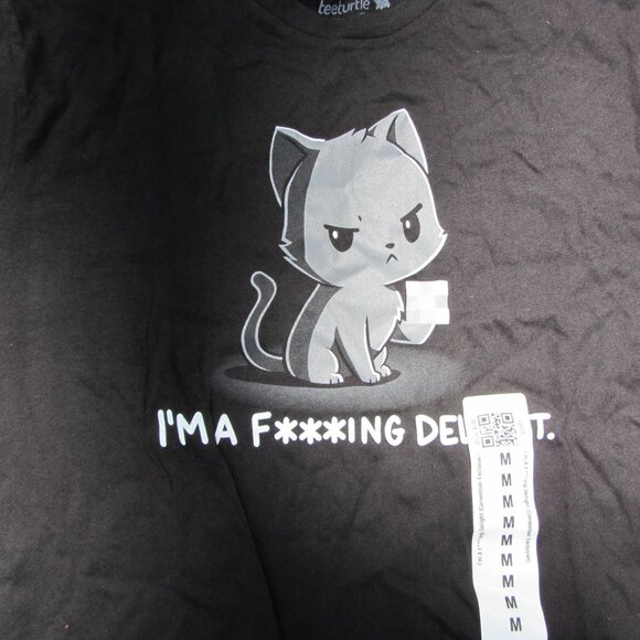 tee turtle t-shirt NWT 6182 mens black cat "I'm a f****ing delight" M (W3231) - Picture 2 of 6